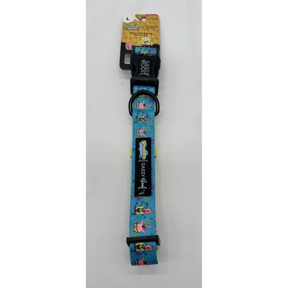 NEW Sassy Woof x Spongebob Squarepants Adjustable Dog Collar Size Large